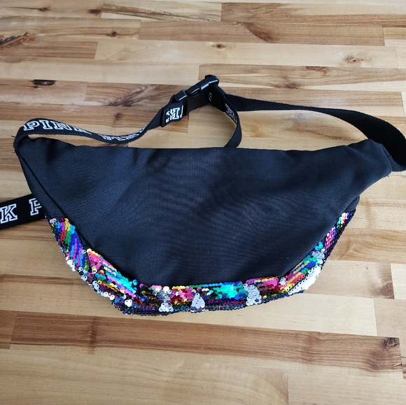 Pink Victorias Secret Fanny Pack Adjustable Sequins Colorful - Picture 2 of 13